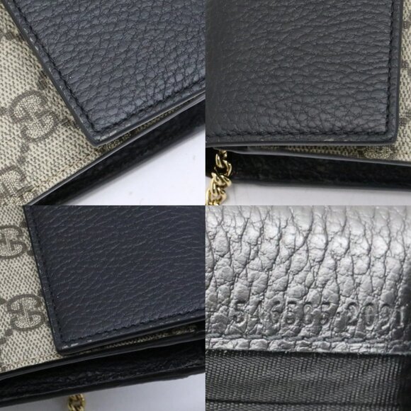 Gucci GG Marmont Bi Color Wallet on Chain Ebony Black Beige - Picture 14 of 15